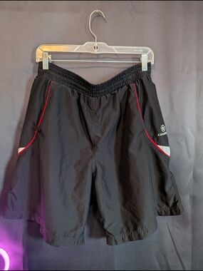 Converse Black Athletic Shorts with Red Trim Men's Small Women's Medium Baggy